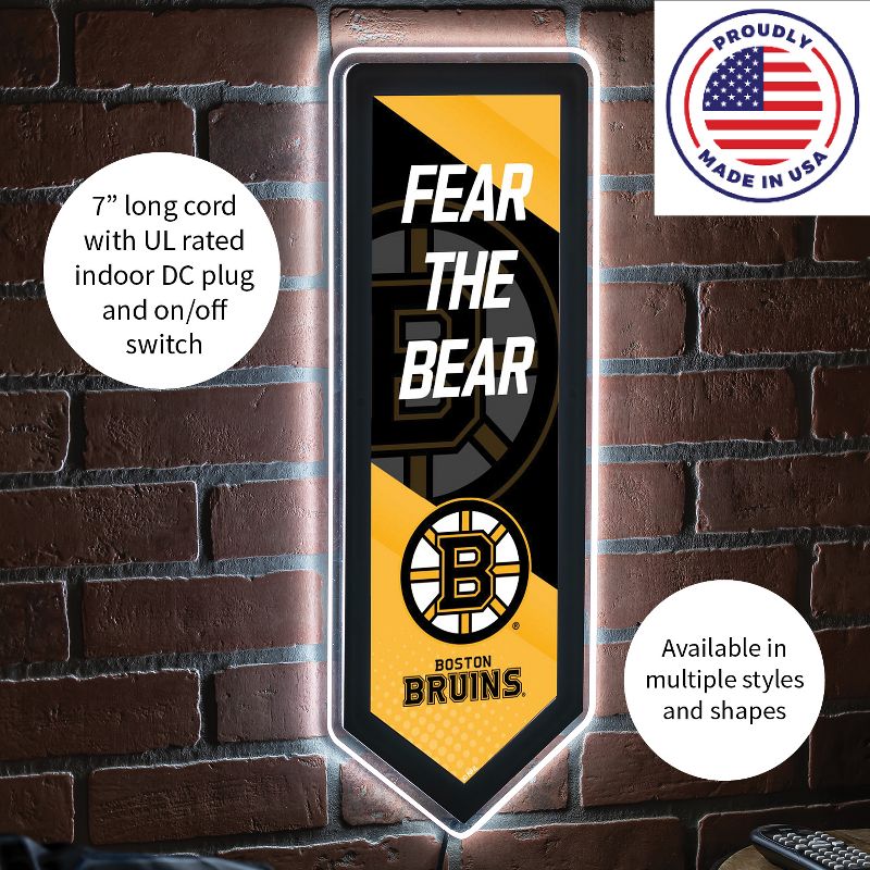 Evergreen Ultra-Thin Glazelight LED Wall Decor, Pennant, Boston Bruins- 9 x 23 Inches Made In USA, 5 of 7