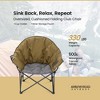 Arrowhead Outdoor Oversized Heavy-Duty Club Folding Camping Chair w/External Pocket, Cup Holder, Portable, Padded, Moon, Round, Bag (Wrangler Brown) - 2 of 4