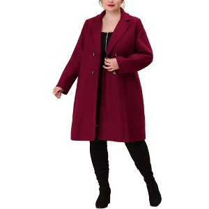 Agnes Orinda Women's Plus Size Fashion Notched Lapel Double Breasted Pea Coats - 1 of 4