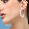 SOHI Women's White Bling Hoop Earrings - 3 of 3
