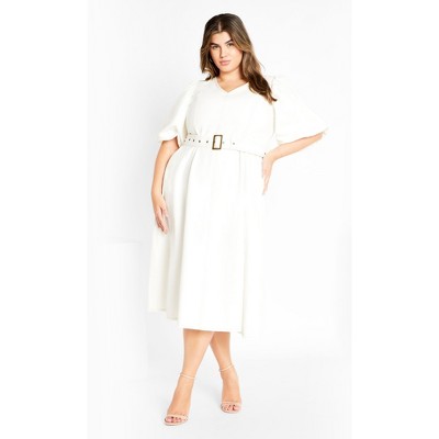 Women's Plus Size Denim Delilah Dress - ivory | CITY CHIC