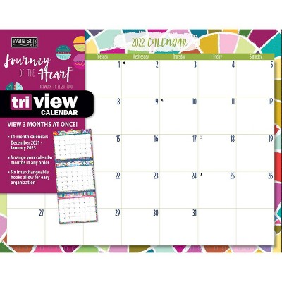 2022 Wall Calendar 14 Month Tri-View 12"x29.5" Journey of the Heart - Wells St. by Lang