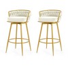 Set of 2 Swivel Counter Height Bar Stools,31.5"Bar Height Stools with Hand-Woven Backrest & Gold Metal Legs,with Footrest,for Dining Room - 4 of 4