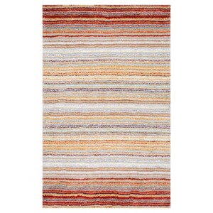 Red Stripe Tufted Area Rug - (5