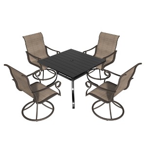Mondawe 5-Piece Extendable Outdoor Dining Set,With 360 Degree Swivel Chairs & Square Table Patio Set - 1 of 4