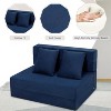 Twin-Size Folding Sofa Bed w/Memory Foam & Linen Fabric, 2-Pillow Convertible Sleeper - 4 of 4