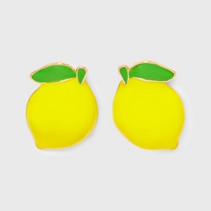 Lemon Stud Earrings - A New Day™ Yellow: Nickel-Free Metal, Post Closure, Drop Style - 1 of 3