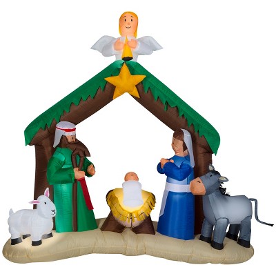 Gemmy Christmas Airblown Inflatable Nativity Scene, 6.5 Ft Tall, Green ...