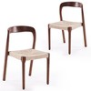 GlasFlength Dining Sets of 2, Stackable Dining Chair with Wood Rattan Woven Seat, Perfect for Dining Room, Patio, Brown, 17.3"*16.5"*29.9" - 3 of 4
