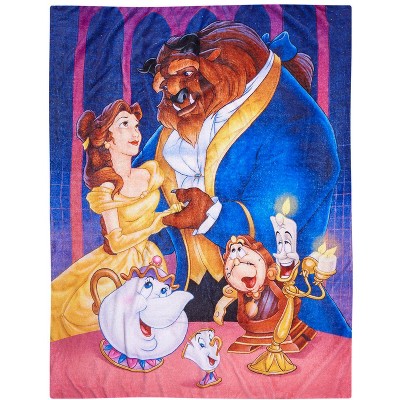 Disney Blanket Beauty and The Beast Belle Mrs Potts Chip Lumiere Poster Micro Rachel Fleece Throw 48" X 60" Multicolored