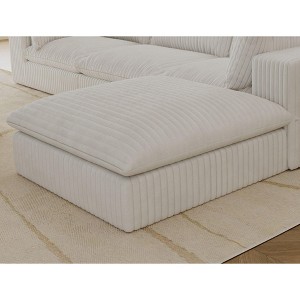 PAGED 35" Chenille Wooden Ottoman, Modern Sectional Sofa Footstool Module with High-density Sponge, Vanity Chair for Living Room, Bedroom - 1 of 4