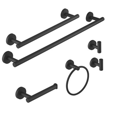BWE 6-Piece Bath Hardware Set with Towel Ring Toilet Paper Holder Towel Hook and Towel Bar