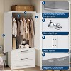 Wooden Armoire Wardrobe Closet with 2 Drawers, 70" Tall Clothing Cabinet with Hanging Rods, 2 Doors, Modern Bedroom Storage - 4 of 4