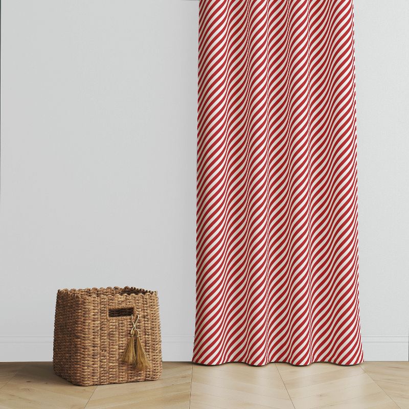 Bacati - Red Stripes Cotton Printed Single Window Curtain Panel, 3 of 6