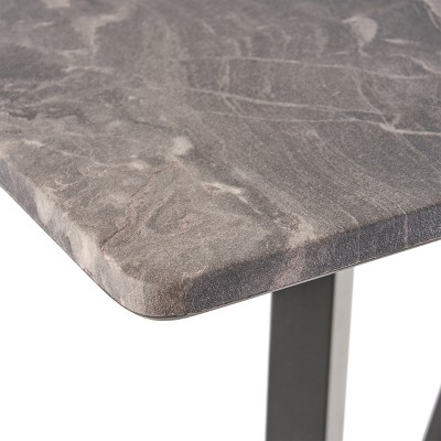 Paladina Marble and Rubberwood Square Bar Table, Black Finish