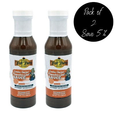 Fat Boy Hickman's BBQ 13 oz Prospector's Gold BBQ Sauce - Pack of 2