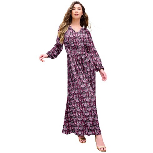 June + Vie By Roaman's Women's Plus Size Halcion Boho Maxi Dress : Target