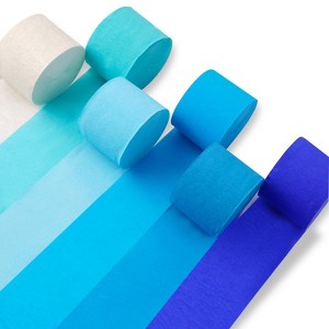 PartyWoo Crepe Paper Streamers Blue White 6 Rolls 492 ft 1.8 In x 82 Ft Roll - 1 of 4