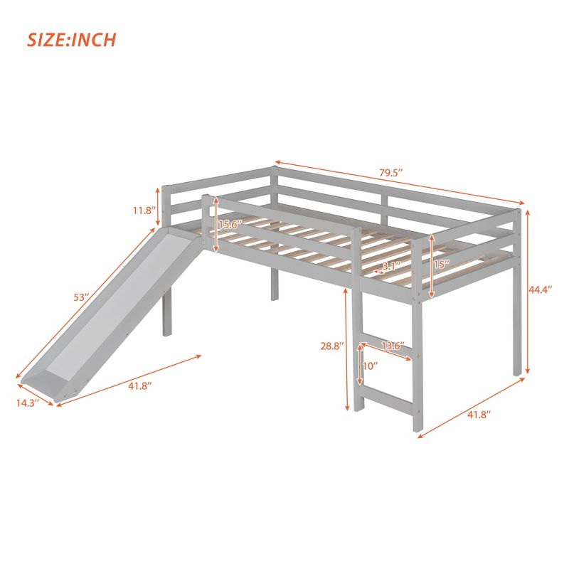 Twin Size Loft Bed with Slide - ModernLuxe, 3 of 11