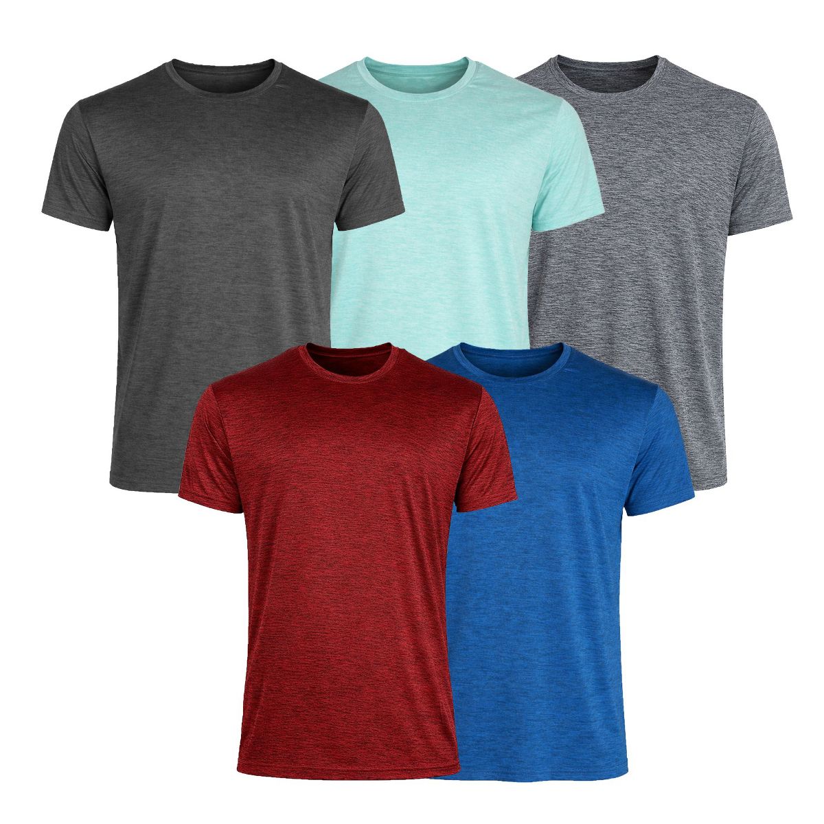 Galaxy Kick Start Gear Men's Short Sleeve Moisture-Wicking Quick Dry Performance Crew Neck Tee-5 Pack