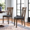 LuxenHome Set of 2 Brown Natural Rubberwood Upholstered Gray Dining Chair - 2 of 4