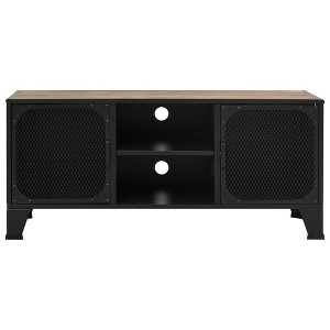 CLIHOME Industrial TV Stands And Consoles Table With 2 Mesh Metal Doors, Entertainment Center With Storage Cabinet - 1 of 4
