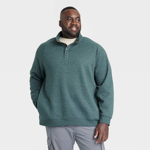 Men's Big & Tall 1/4 Front Snap Quilted Sweatshirt - Goodfellow & Co™ Green  5XLT