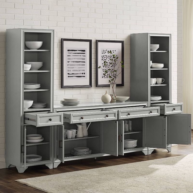 3pc Tara Sideboard and Bookcase Set Distressed - Crosley, 4 of 13