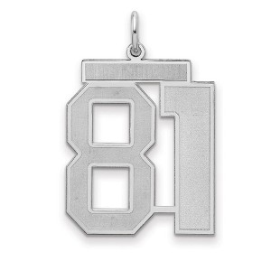 Black Bow Jewelry Sterling Silver, Jersey Collection, Large Number 81 Pendant - 1 of 4