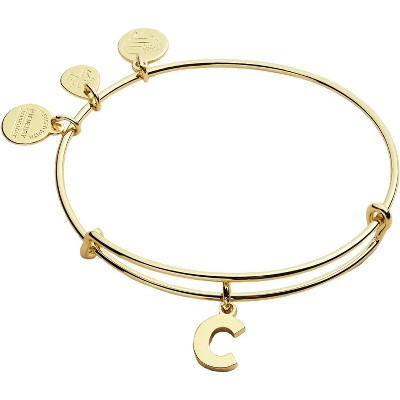 Alex and Ani Expandable Bangle for Women, Initials A to Z Letter Charms, Shiny Finish, 2 to 3.5 in