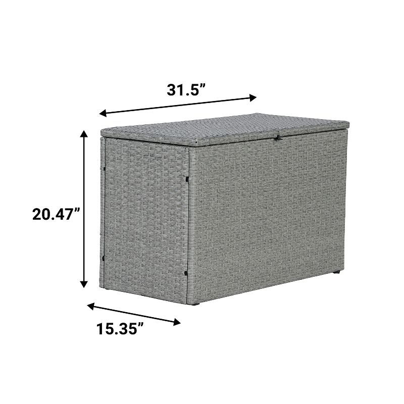 happimess Nino Modern Minimalist Outdoor Faux Wicker Deck and Patio Storage Box, 5 of 13