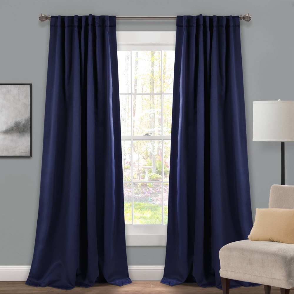 Photos - Curtains & Drapes 95"x52" Insulated Back Tab Blackout Window Curtain Panels Navy - Lush Déco