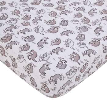 Little Love by NoJo Sloth Let's Hang Out All Over Print Crib Sheet