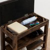 Lyngins Nordic-Style Storage Bench with Charcoal Rubberwood Frame, Polyurethane Leather Seat, Entryway Bench with Concealed Storage - 3 of 4