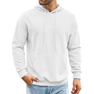 COOFANDY Men's Hooded Sweatshirts Long Sleeve Casual Pullover Hoodie Waffle Knit Sweatshirt with Pocket - 1 of 4