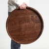 KINWELL Round Black Walnut Wood Serving Tray Ottoman Tray with Handles - 2 of 4