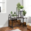 6-Shelf Cat Litter Box Enclosure with Pull-Out Tray & Mat - Hidden Wooden Litter Furniture for Corner Placement - 3 of 4