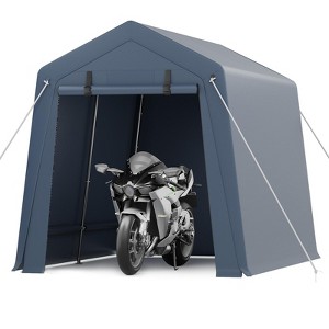 Heavy Duty Storage Shed, Waterproof Tarp with Ventilated Zipper Door for Motorcycle, Bike, Garden Tools - 1 of 4