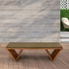 Fortune Candy 62.8" Solid Fir Wood Patio Bench - Weatherproof Cushion & Wood Varnish Coating for Outdoor (Brown) - 2 of 4