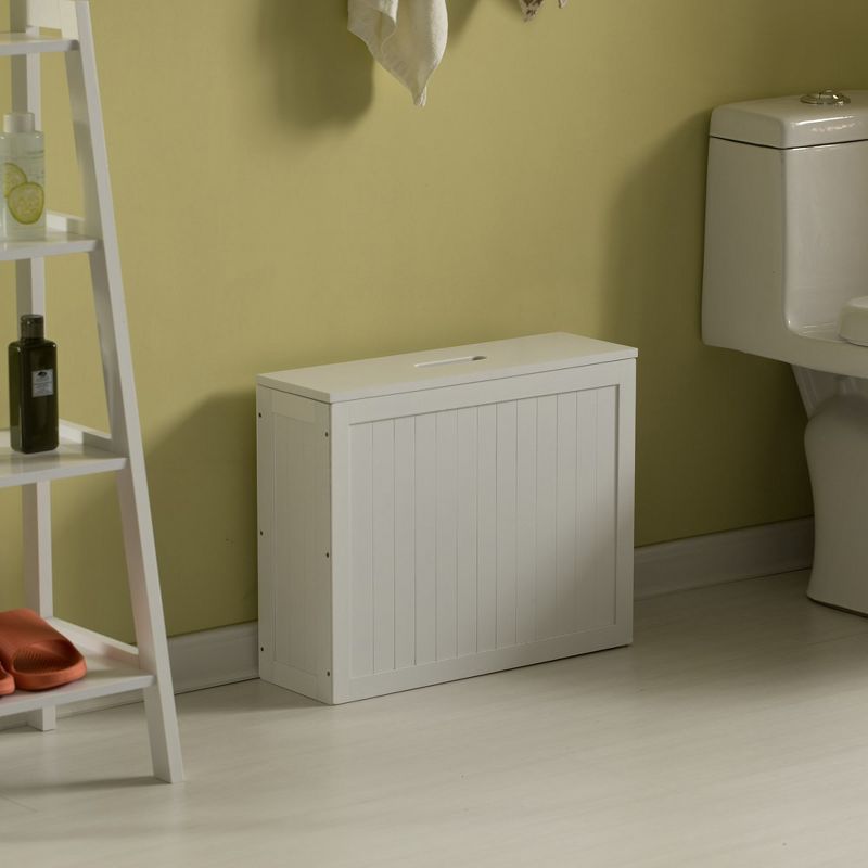 Wooden White Finish Storage Box with Cover, Small Storage Laundry Hamper, 3 of 7