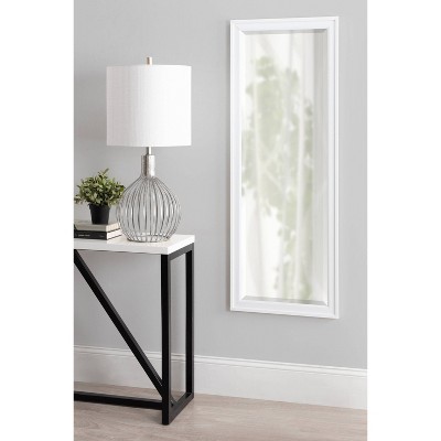 White Full Length Rectangular Wall Mirror with Beveled Edge