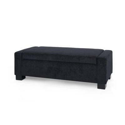 DSVIMOY Rectangular Ottoman Bench with Hinged Lid for Footrest, and Hidden Storage, Perfect for Living Room, Bedroom, Dark Blue, 50.25"*20"*16.75"
