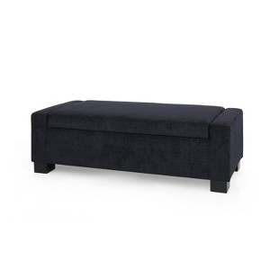 DSVIMOY Rectangular Ottoman Bench with Hinged Lid for Footrest, and Hidden Storage, Perfect for Living Room, Bedroom, Dark Blue, 50.25"*20"*16.75" - 1 of 4