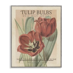 Stupell Industries Hot Red Tulip Bulbs Antique Floral Seed Packet Black Framed Giclee Art - 1 of 4