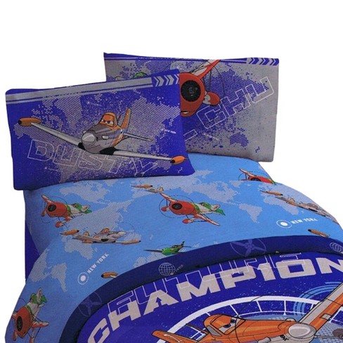4pc Planes Full Bed Sheet Set Dusty Crophopper Racing Bedding
