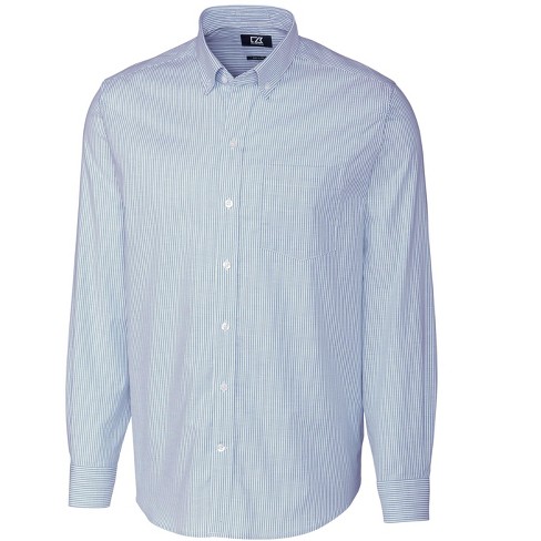 Cutter & Buck Stretch Oxford Stripe Mens Big and Tall Long Sleeve Dress  Shirt - Light Blue - 2X Large Tall