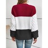 Womens Pullover Sweaters Chunky Crew Neck Sweater Knit Long Sleeve Color Block Sweater Cable Knit Sweater Womens Fall Outfits - 2 of 4