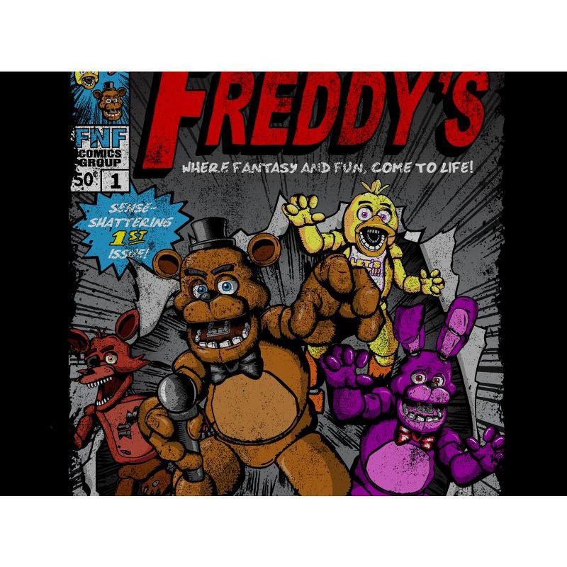 Five Nights at Freddy's Comic Cover Art Boy's Black T-shirt, 2 of 4