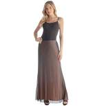 Womens Elastic Waist Sheer Fabric Overlay Maxi Skirt