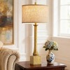 GTCLIGHTING 34.5" Gold Table Lamps for Living Room,Retro Bedside Lamps with Fabric Shade for Bedroom Nightstand,Rotary Switch - 2 of 4